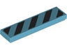 Tile 1 x 4 with 5 Black Danger Stripes (No Black Corners) Pattern