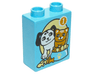 Duplo, Brick 1 x 2 x 2 with Dog and Cat with Food Bowl and Number 1 Pattern