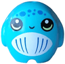 Minifigure, Utensil Pillow Plush Toy with Narwhal with Black Eyes with Bright Light Yellow Glints, Blue Dots and Curved Lines on White Stomach Pattern