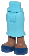 Mini Doll Hips and Skirt Long, Medium Brown Legs and Dark Blue Shoes Pattern - Thick Hinge