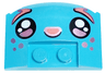 Wedge 3 x 4 x 2/3 Triple Curved with Coral and Metallic Pink Eyebrows, Freckles and Nose, Black and White Eyes Pattern (Bunchu)