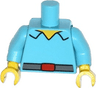 Torso Simpsons Shirt Open Collar with Dark Bluish Gray Belt with Red Buckle Pattern / Medium Azure Arms / Yellow Hands