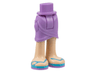 Mini Doll Hips and Skirt Wrap with Light Nougat Legs and Sandals with Medium Lavender Soles and Medium Azure Straps Pattern - Thick Hinge
