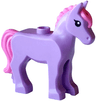Horse, Foal with Stud on Back with Molded Dark Pink Tail and Long Mane with Hole and Printed Black Eyes with Eyelashes Pattern