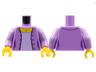 Torso Female Open Jacket with 4 Buttons, Silver Pendant Necklace, Lavender Shirt Pattern / Medium Lavender Arms / Yellow Hands