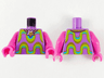 Torso Gold Star Necklace, Lime, Medium Azure and Gold Wavy Stripes Pattern / Dark Pink Arms / Dark Pink Hands