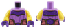 Torso Female Top, Dark Purple Panels with Silver Stars and Gold Trim, and Coral Sides Pattern / Yellow Arms / Dark Purple Hands