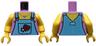 Torso Medium Blue Overalls with Buckles, Star and Red Heart on Pocket, Yellow Neck with Silver Necklace Pattern / Yellow Arms / Yellow Hands