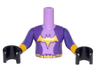 Torso Mini Doll Girl Bright Light Orange Bat Symbol and Belt Pattern, Dark Purple Sleeves with Bright Light Orange Cuffs and Black Hands