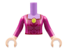 Torso Mini Doll Woman Magenta Top with Dark Red Filigree, Lime Brooch Pattern, Light Nougat Arms with Hands with Magenta Long Sleeves