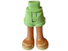 Mini Doll Hips and Shorts Folded Hem with Molded Nougat Legs and Printed Bright Light Yellow Sandals with V-Shaped Straps Pattern - Thin Hinge