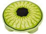 Plate, Round 2 x 2 with Rounded Bottom (Boat Stud) with Lime and Black Eye Pattern