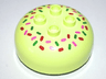 Duplo, Brick Round 4 x 4 Dome Top with 2 x 2 Studs with Dark Pink, Green, and Red Sprinkles Pattern