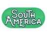 Tile, Round 2 x 4 Oval with Black Outline 'SOUTH AMERICA' on Green Background Pattern