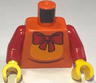 Torso Animal Costume with Orange Stomach, Dark Brown Line and Red Bow, Buttons on Back Pattern (BAM) / Red Arms / Yellow Hands