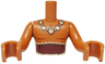 Torso Mini Doll Man Dark Red Sash Belt, Muscle Contours, Tan and Dark Brown Beaded Necklace Pattern, Sienna Arms with Hands