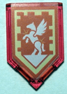 Tile, Modified 2 x 3 Pentagonal with Nexo Power Shield Pattern - Silver Pegasus