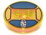 Dimensions Toy Tag 4 x 4 x 2/3 with 2 Studs and Trans-Orange Bottom with Silver 'NS' Monogram on Dark Blue Background Pattern (Newt Scamander)