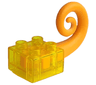 Duplo, Brick 2 x 2 with Molded Rubber Tail Curled