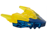 Dragon Head (Ninjago) Jaw Upper with Horns with Molded Dark Blue Face and Printed Bright Light Yellow Eyes, Dark Azure Electricity and Scales Pattern