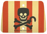 Cloth Sail Rectangle with 2 Holes with Red Vertical Stripes, Black Skull and Crossbones with Hook Pattern