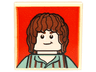 Tile, Modified 2 x 2 Inverted with Brown-Haired Hobbit on Red Background Pattern