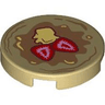 Tile, Round 2 x 2 with Bottom Stud Holder with Pancake with Strawberries and Butter Pattern