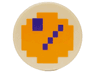 Tile, Round 2 x 2 with Bottom Stud Holder with Pixelated Dark Purple Line and Rectangle on Orange Background Pattern