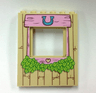 Panel 1 x 6 x 6 with Window with Pink Wood Frame, Horseshoe, Heart and Leaves Pattern