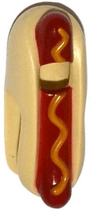 Minifigure, Headgear Head Cover, Costume Hot Dog with Dark Red Sausage and Yellow Mustard Pattern