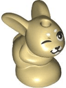 Bunny / Rabbit, Mini Doll Style, Baby, Sitting with Black Eyes, Nose and Whiskers, White Muzzle, Medium Nougat Wrinkle, Winking Right Pattern