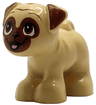 Dog, Mini Doll Style, Pug, Standing with Reddish Brown Muzzle, Ears and Eyes Looking Up and Bright Pink Tongue Pattern (Friends Dango)