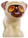 Dog, Mini Doll Style, Pug, Standing with Reddish Brown Muzzle, Ears and Wrinkles, Bright Pink Tongue and Orange Sunglasses with Black Frames Pattern (Friends Dango)