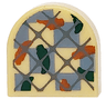 Tile, Round 1 x 1 Half Circle Extended with Oven Mitt with Dark Blush Gray Grid, Dark Green and Dark Orange Chili Peppers and Sand Blue Checkered Pattern