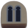 Tile, Round 1 x 1 Half Circle Extended with 2 Black and Light Bluish Gray Castle Windows Pattern