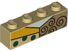 Brick 1 x 4 with Light Aqua Neck, Brown Spirals and Green Dots Pattern (BrickHeadz Sally Chest)