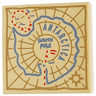 Tile 2 x 2 with Map with Medium Blue 'ANTARCTICA' and 'SOUTH POLE', Dark Tan Compass Rose and Border, Red Dotted Lines Pattern