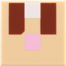 Tile 2 x 2 with Reddish Brown Rectangles, Bright Pink and White Squares Pattern (Minecraft Rabbit Face)