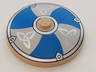 Dish 4 x 4 Inverted (Radar) with Solid Stud with Viking Shield Blue / White Sections and Silver Ornament Pattern