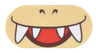 Tile, Round 2 x 4 Oval with Dark Brown Nostrils and Wide Open Mouth Smile with White Sharp Teeth and Red Tongue Pattern (Super Mario Iggy Lower Face)