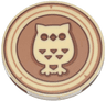 Tile, Round 3 x 3 with Owl and Dark Brown, Reddish Brown and Medium Nougat Circles Pattern