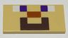 Tile 2 x 4 with White and Purple Squares, Dark Orange Rectangle, and Dark Brown Mouth Shape (Minecraft Steve Face) Pattern