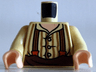 Torso LotR Button Shirt with Dark Tan Stripes and Brown and Dark Orange Suspenders Pattern / Tan Arms / Light Nougat Hands