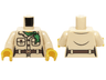 Torso Ninjago Female Jacket Safari, Two Pockets, Dark Brown Belt, Copper Buttons and Buckle and Green Bandana Pattern / Tan Arms / Yellow Hands