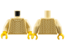 Torso Knit Cable Sweater with Dark Tan Pattern / Tan Arms / Yellow Hands
