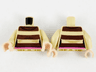 Torso Female with 3 Dark Brown Stripes and Dark Pink Belt Pattern / Tan Arms / Light Nougat Hands