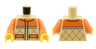 Torso Orange Quilted Vest with 2 Pockets and White Stripe Pattern / Orange Arms / Yellow Hands