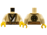 Torso Robe with Gold Hems, White Tunic, Dark Tan Scarf, Copper Sash, Ninjago Logogram 'MASTER' on Back Pattern / Tan Arms / Yellow Hands