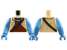 Torso Na'vi Vest Open with Pockets over Reddish Brown Shirt, Dark Brown Strap and Necklace, Medium Blue Neck Pattern / Medium Blue Arms Long / Medium Blue Hands