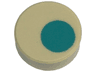 Tile, Round 1 x 1 with Dark Turquoise Circle Offset Pattern (Super Mario Dixie Kong Ear and Earring)